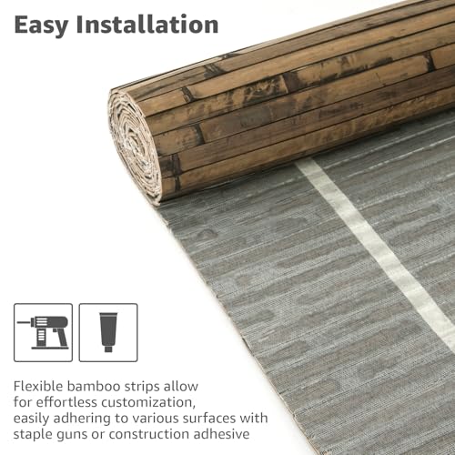 Art3d 48 x 96 in Pole Wrap Natural Bamboo Wall Panel, 1-Pack, Dark Burned - color: Dark Burned, size: 1-48 inches x 96 inches