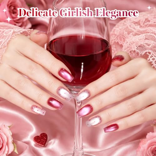 Beetles Pink Cat Eye Gel Polish Set, Garden Kiss 6 Colors Glitter Gel - color: A - Glass Pink Cat Eye | Garden Kiss