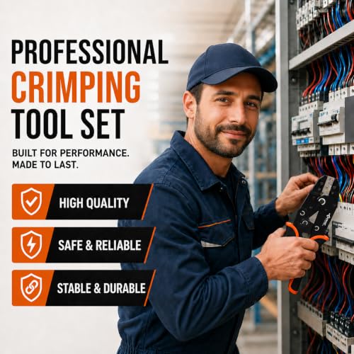 KF CPTEC Wire Crimper Kit 9PCS, AWG 22-2, Tool-Free Quick-Change Dies