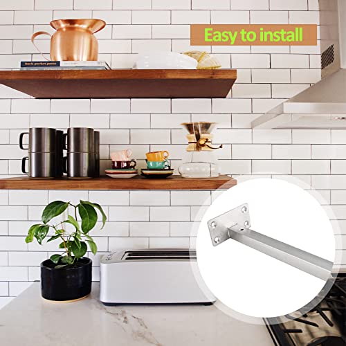 Luomorgo 10 Inch Floating Shelf Bracket, 4 Pcs, Silver Blind Shelf Support - size: 10 Inch-Silver
