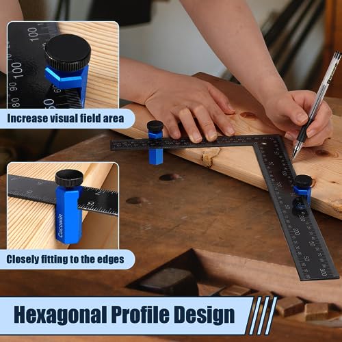 Tall Stair Gauges for Framing Square with Holder and Carabiner Stair guages Knobs Tool for Circular Saw Metal Stair Stringer Layout Tool for Carpentry Squares Stair and Rafter Gauge Clamps - style: 1 Pack Blue