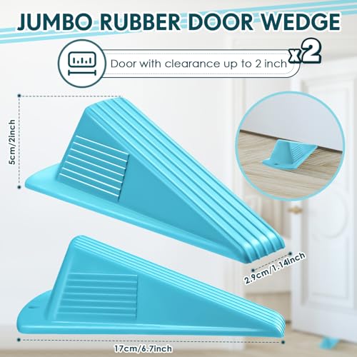 Frienda 2 Pcs Heavy Duty Rubber Door Stops Wedge Stackable,Blue - color: Blue