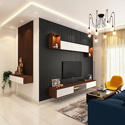 Art3d 96 x 6 Inch WPC Wood Diffuser Slat Wall Panel, 8-Pack, Matte Black - color: Matte Black, size: 96*6