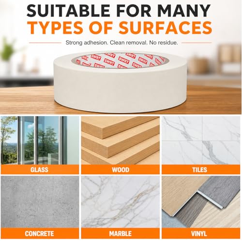 SWRT Masking Tape 0.75 Inch x 55 Yards x 10 Rolls, Bulk White Painting Tape - size: 0.75" x 55Yds x 10Rolls