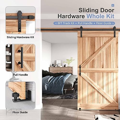 EaseLife 9 FT Sliding Barn Door Track and Handle Hardware Kit,Heavy Duty,Straight Pulley,Slide Smoothly Quietly,Easy Install (9FT Track Kit for 52"~54" Wide Single Door) - size: 9FT-Single Door Kit
