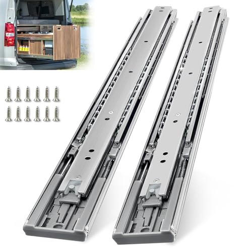 Thickened 200Lbs Soft Close Heavy Duty Drawer Slides 1 Pair 26 Inch Full Extension Ball Bearing Self Slow Closing Rails Kitchen Cabinet Tool Box Runners Tracks Glides (1/2" Thick, 26" L) - size: 26inch, style: W:51mm(Soft Close)