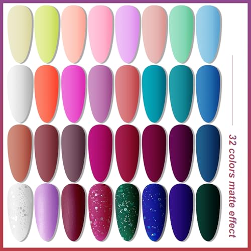 JODSONE Gel Nail Polish Kit with U V Light 32 Colors Gel Polish Set Soak Off Nail Kit Nail Art Salon or Home DIY Manicure Tools Gifts for Women - color: KIT-06