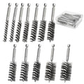 12 Pcs Stainless Steel Wire Bore Brush for Drill,5/16"-1-3/16" Cleaning Set ,Abrasive Drill Wire Brush with 1/4" Hex Shank, Different Sizes