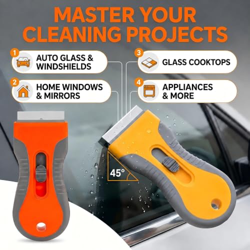 Razor Blade Scraper Tool, 2-Pack with 20 Replacement Blades, Window Scraper