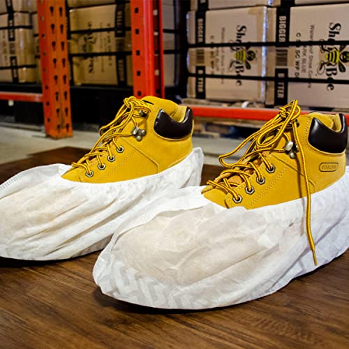 ShuBee Original Disposable, Extra-Large Boot and Shoe Covers, Thicker & Stronger, Durable Protection for Floors - 50 Pairs - color: White