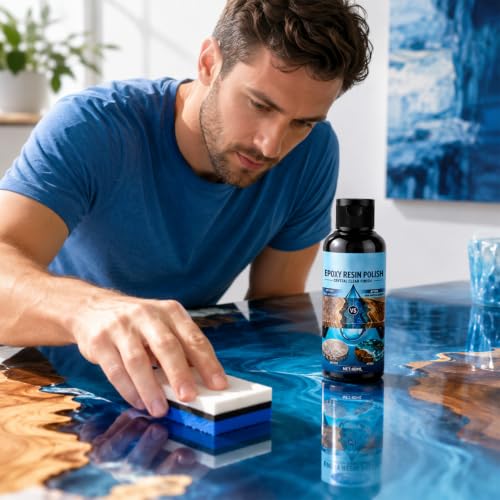 2Pcs Resin Polishing Kit, Epoxy Resin Polish, High Gloss Finish Kit, Suitable for Repairing Scratches on Furniture, Home DIY Projects, and Jewelry, Polishing Sponge Included, 40ml Per Bottle