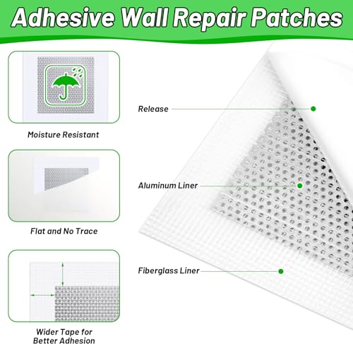 Mckanti 3 Pcs Drywall Repair Kit, Spackle Wall Repair Kit with 4 Pcs Drywall Patch, Sandpaper, Scraper for Wall Repair - color: 3 Pack Wall Spackle