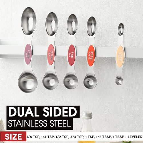 Spring Chef Stainless Steel 8 Magnetic Measuring Spoons Set, Desert Sunset - color: Desert Sunset, size: 1-Pack