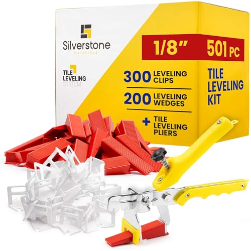 501 Pcs Tile Leveling System with 1/8" (3mm) Tile Spacers, Tile Wedges and Tile Leveling Clips - Saves Time for Perfect and Precise DIY Installation of Ceramic Tiles - With Leveler Tool (Pliers) - color: 1/8" (3mm) Clip Thickness, size: 501 Piece Kit