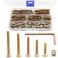 100pcs 1/4-20" Zinc Plated Hex Socket Cap Bolts Barrel Nuts Assortment Kit for Crib Baby Bed Cots Chairs