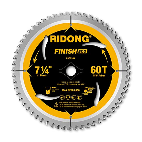 7-1/4 Inch 60 Tooth Circular Saw Blade with 5/8 Inch Arbor ATB Finishing for Wood Cutting(5-Packs) - size: 7-1/4" 60T (5 packs)