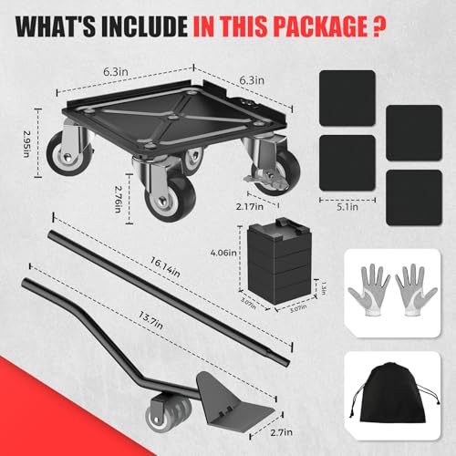 Kavlium Heavy Duty Furniture Dolly,5-Wheel Furniture Movers,6.3 Inch - color: Black, size: 6.3in