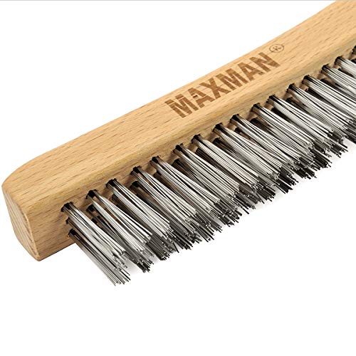 MAXMAN Wire Brush, 14" Stainless Steel Bristle, Heavy Duty Rust Remover - style: 1 Stainless Steel Brush