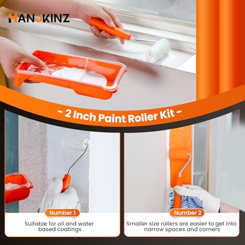2 Inch 20 Pack Paint Roller Kit with Foam & Microfiber