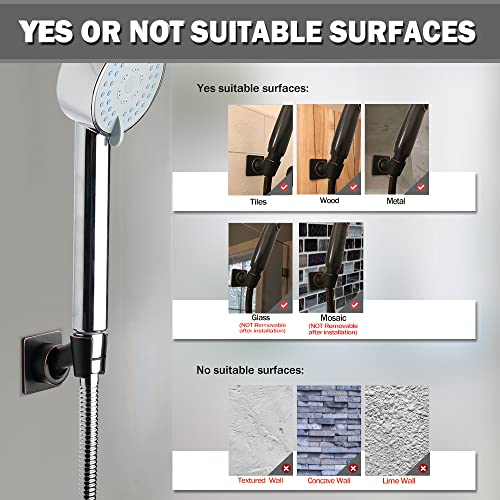 Shower Head Holder Adjustable Handheld Shower Head Bracket Adhesive Shower Wall Mount Holder Brass Shower Wand Holder Oil-Rubbed Bronze, Glue Installation - color: Bronze