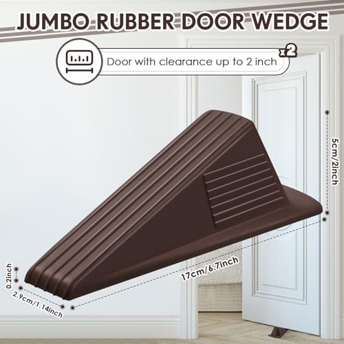 Frienda 2 Pcs Heavy Duty Rubber Door Stops Wedge Stackable,Coffee - color: Coffee