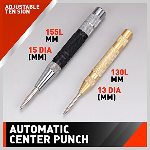 HORUSDY 2-Pack Super Strong 6" Automatic Centre Hole Punch, Adjustable Impact, Center Punch - style: 2-Piece 5''&6''