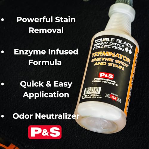 P & S PROFESSIONAL DETAIL PRODUCTS Terminator Enzyme Spot & Stain Remover – Professional Upholstery & Carpet Cleaner, Eliminates Grease, Dirt, Protein-Based Stains, Fresh Scent - 16 Oz. - size: 16 Fl Oz (Pack of 1)