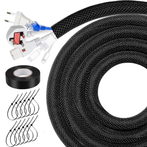 Heat Resistant Wire Loom Automotive Cable Management Sleeves 35ft-1/2inch Split Wiring Loom Harness Wire Organizer, High-Temperature Heavy Duty Auto Wrap Cord Protectors from Pets No Chew, Black - size: 1/2"-35Feet
