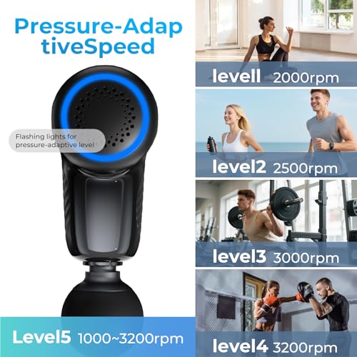 Massage Gun with Heat Therapy, Deep Tissue Mini Muscle Massager - color: Black