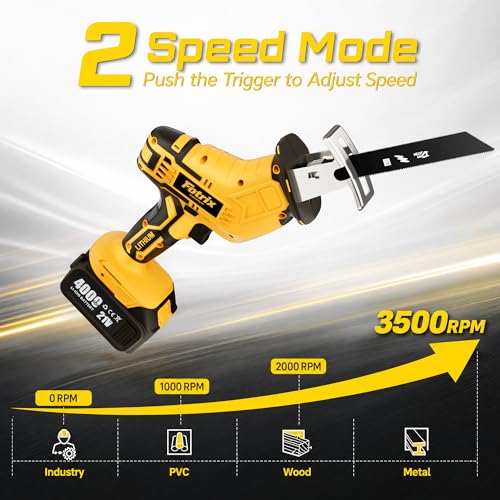 Brushless Cordless Reciprocating Saw, 3500 RPM Variable Speed