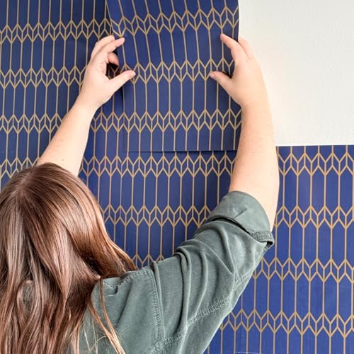 Main Street Peel and Stick Wallpaper Sheets, Indigo Diamonds, 12 Pack - style: Indigo Diamonds