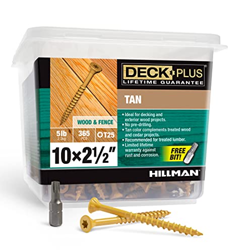 Deck Plus Deck Screws, #10 x 2-1/2in, 365 Pieces,5 Lb Box, Tan - color: Tan, size: #10 x 2-1/2", style: 365 pcs