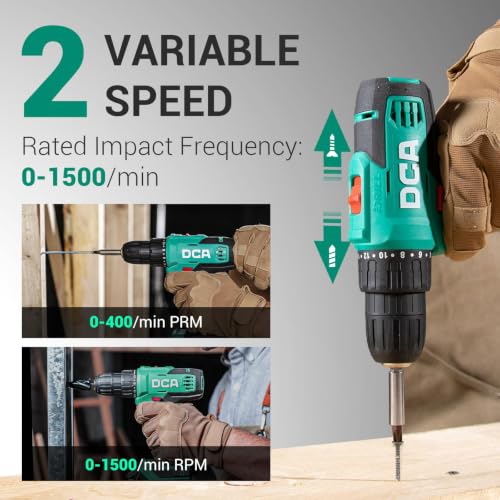 DCA Cordless Drill Set, 354 in-lbs Torque, 3/8" Keyless Chuck, Electric Power Drill with 2.0Ah Battery and Charger,18+1 Position,25-Piece 20V Drill Driver Kit, ADJZ2035AM - size: 2*Batteries
