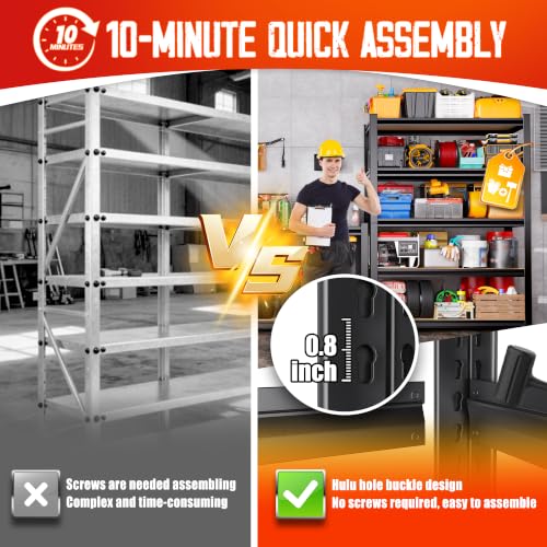 Garage Shelving-2050 lbs 5 Tier Storage Shelves,Adjustable Heavy Duty Metal Shelving Unit and Storage Large Rack,Utility Steel Shelf for Warehouse Industrial Pantry Basement -78"x45"x20",Black - size: MDF/46"Wx20"Dx78"H