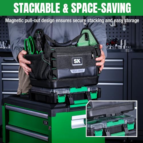 SK 15-Inch Open Top Tool Bag Organizer, Stackable Tool Tote, 1680D Fabric