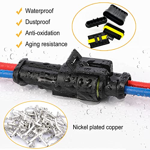 20 Kit 2 Pin Connector Automotive Waterproof 2 Wire Connector with Crimper | Twippo 22-16 AWG Two Pin Male Female Electrical Wire Connectors Kit Quick Disconnect Plug Terminals with Crimping Tool - color: 2pin/20kit With Crimper