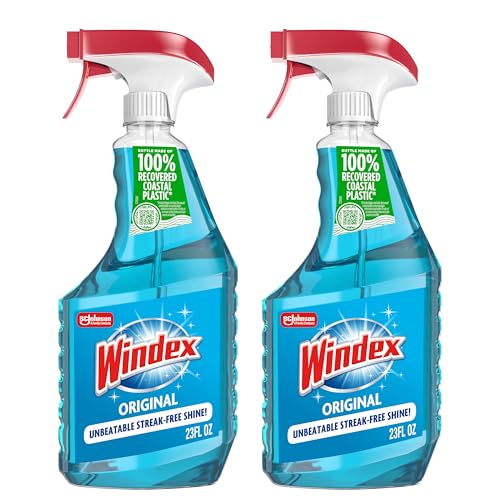 Windex Glass and Window Cleaner Spray Bottle, Packaging Designed to Prevent Leakage and Breaking, Surface Cleaning Spray, Original Blue Scent, 23 Fl Oz (Pack of 2) - size: 23 Fl Oz (Pack of 2), style: Trigger