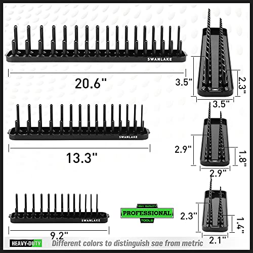 SWANLAKE Socket Organizer Tray, 6-Piece Socket Holder Tray, SAE and Metric, 1/4", 3/8", and 1/2" Drive Sockets Organizer for Toolboxes - style: 6PCS Long