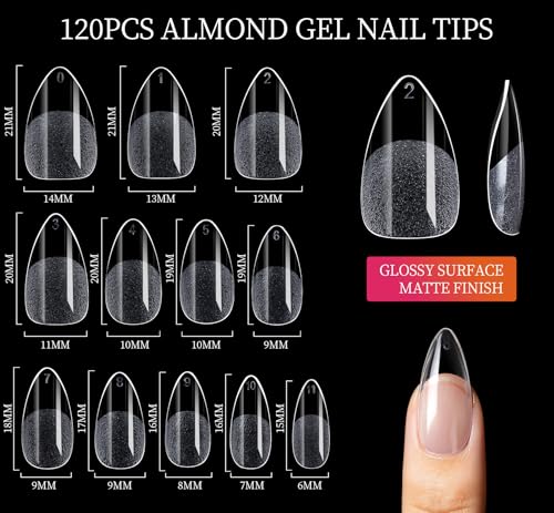 FANDAMEI Nail Art Kit, Nail Design Tools kit with Nail Brushes, Dotting tool, Mixing Palette, Nail Stand. Fake Nail Kits with Almond Gel Nail Tips, Nail Glue, Adhesive Tabs, Nail File. Manicure Set