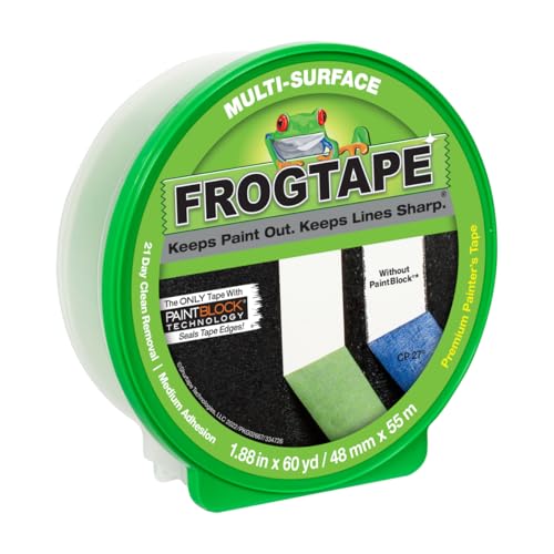 FrogTape Multi-Surface Painters Tape with PAINTBLOCK, 2 Inch Wide (1.88 in. x 60 Yds), Medium Adhesion, Green, Pack of 8 (1358464) - size: 8 Rolls, 1.88" x 60 Yds