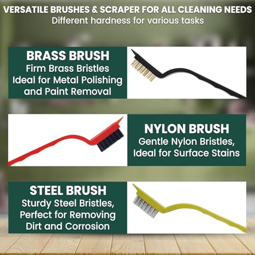 14 Pcs Crevice Cleaning Brush Set – Hard Bristle Cleaning Tools for Grout, Tile Floors, Gaps & Narrow Spaces – Multi-Purpose Grout Scrub Brush for Cleaning Bathroom, Shower, Window Tracks, Kitchen - color: White, Black, Red, Yellow, Pink & Green