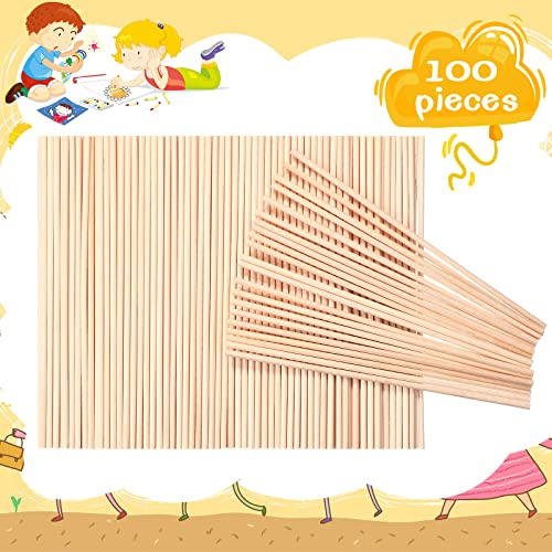 EBOOT 100 Pcs Wooden Dowel Rod 1/8 x 6 Inch Round Wooden Sticks for Crafts