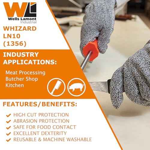 Wells Lamont Whizard LN10 Cut Resistant Gloves (1356) – ANSI Cut Level A7 – Food Safe Gloves - size: XX-Small, style: 6-pack