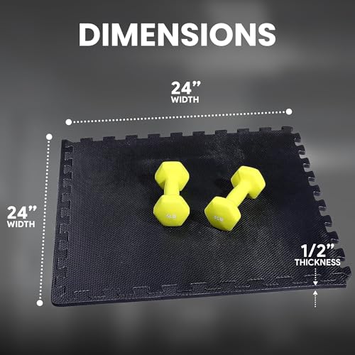 BalanceFrom Puzzle Exercise Mat 1/2-inch Thick, EVA Interlocking Foam Floor - color: Black, style: 1/2" Thick, 24 Square Feet