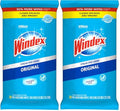 Windex Wipes Glass Cleaning, Pre-Moistened Glass and Surface Wipes to Clean Home Surfaces, Household Essentials, Original Scent, 38 Count (Pack of 2) - size: 38 Count (Pack of 2)