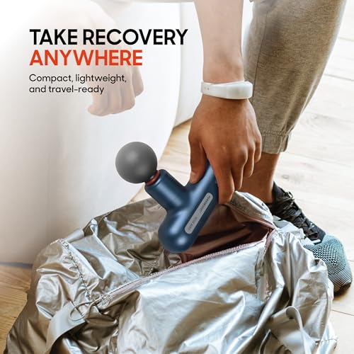 Sharper Image Powerboost Move Mini Percussion Massage Gun, Powerful & Quiet - color: Metallic Navy