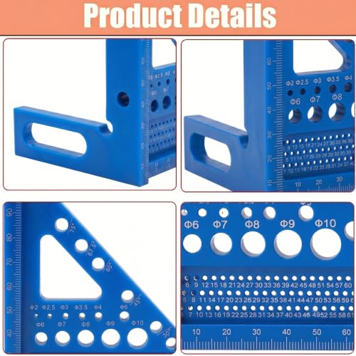 3D Multi-Angle Carpenter Square, 45/90 Plastic Layout Ruler, Blue - color: Blue