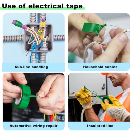Romeda 9 Pack Electrical Tapes, Electrical Tape Water, Sun, and Oil Resistant, Electrical Tape is Suitable for Most Domestic, Commercial, and Industrial environments - Green - color: Green