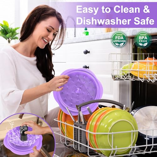 Chicken Shredder Tool Twist Large Meat Shredder with Brush&Fork, Purple - color: Purple