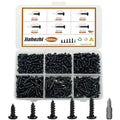 500Pcs M2.5x5/6/8/10/12 Self-Tapping Wood Screws Assortment Kit, Phillips Pan Head, Black Carbon Steel, 5 Sizes, for Wood Plastic and Soft Metal - size: M2.5x5/6/8/10/12-500Pcs